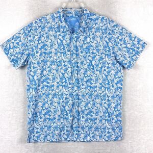 Retro Rifle Shirt Men XL Blue Foraging Llama Minigun AOP Performance Summer